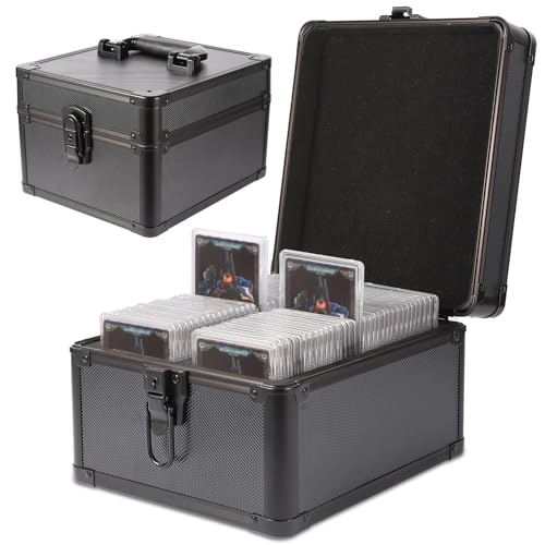 EcoVibe Graded Card Case Aluminum Alloy Trading Card Storage Box with Carry Handle Sports Card Case Holders with Dividers Graded Card Storage Boxes Fits Psa TCG Csg BGS SGC Slabs