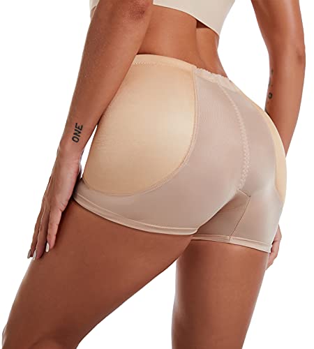 KEOYA Women Butt Lifter Lifting Hip Enhancer Pads Underwear Shapewear Seamless Padded Control Panties Shaper Booty Fake Pads Boy Shorts Nude L