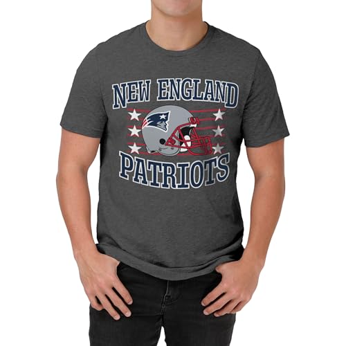 FOCO New England Patriots NFL Team Logo Gridiron Glory Short Sleeve T-Shirt, Dark Heather Grey