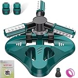 WOVUU Garden Sprinkler,Upgrade Lawn Sprinklers Automatic 360 Degree Rotating Irrigation System, Garden Hose Sprinkler for Yard/Built in 36 Units Angle Spray Nozzles-1Pack(Green)