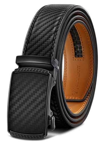 BULLIANT Mens Belt Slide Ratchet Belt Adjsutable For Men Suit Casual Jeans Gift Boxed Trim To Fit(Black 32-38 Waist Adjustable)