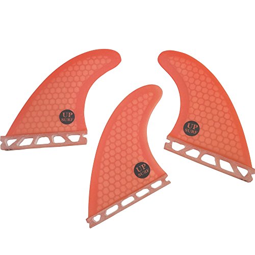 UPSURF Tabla de surf FUTURE Aletas Base Fibra de Vidrio Tabla de Surf Aletas Tri Fin Thruster Set Tener Panal (Orange G5) Cover
