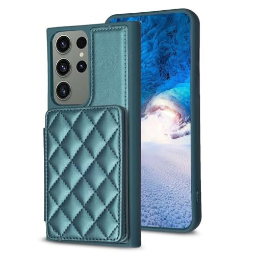 Étui portefeuille de poche compact et robuste en cuir vert pour Galaxy S23