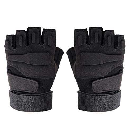 Luvas para uso ao ar livre com tecido tático para motocicleta e meio dedo Luvas protetoras esportiva