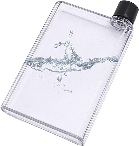 Nikou Bouteille d'eau Plate A5 420 ml, Tasse d'eau Carrée Transparente pour Sac à Main, Gobelet à Jus Ultra Plat Tasse de Voyage Portable, Bouilloire Fine pour Sports de Plein Air, Fitness
