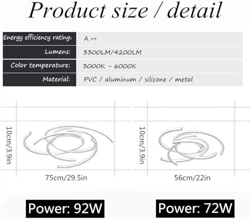 Plafonnier LED dimmable télécommandé de 92W à intensité réglable - 6