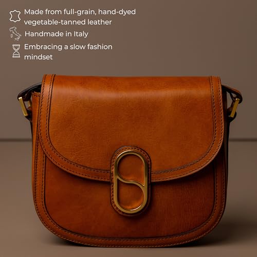 Image of Time Resistance Full-Grain Leather Crossbody Bag - Shoulder Bag with Magnetic Closure - Leather Messenger Bag for Women