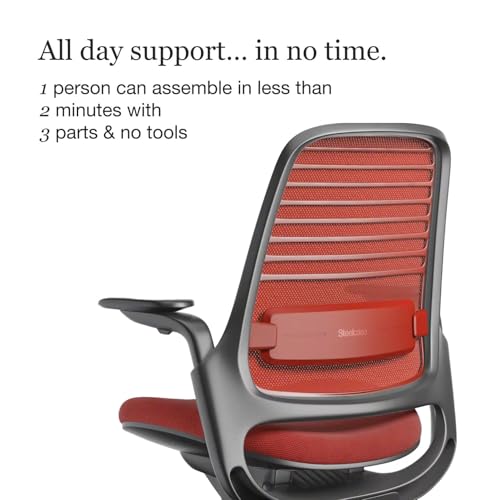 Image of Steelcase Series 1 Ergonomic Office Chair, Carpet Floors, Scarlet