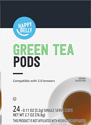 Amazon Brand - Happy Belly Tea Pods Compatible With 2.0 K-Cup Brewers, Green Tea, 24 Count (Previously Solimo) #TOP2