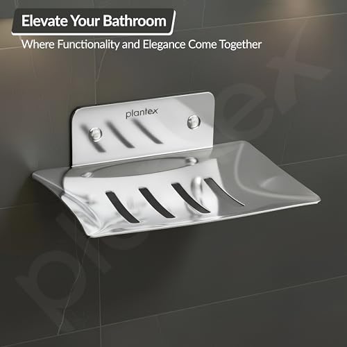 Image of Plantex Stainless Steel Soap Dish /Soap Stand /Bathroom Soap Holder /Soap Case Bathroom Accessories - (Pack of 2)