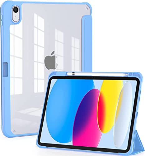 Image of ProElite Case Cover for Apple iPad (A16) 11th /10th Generation (2025 /2022), Transparent case Cover with Pencil Holder for iPad 11th /10th Gen 2025 /2022, Haze Blue