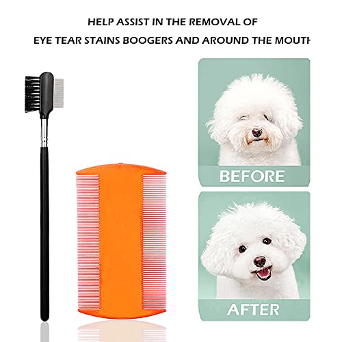 Skypia Pet Grooming Kit For Long And Short Haired Dog Cat And Puppy, Gentle Pet Comb To Remove Tangle And Knots, Tear Stain Remover, Fine-Toothed Flea Tick Lice Dandruff Remover, Dog Grooming Supplies (5 Pcs) #TOP6