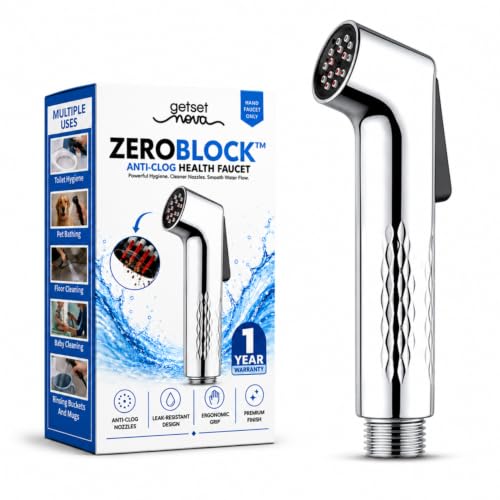 Image of Jet Spray Gun for Toilet | Health Faucet Gun Only | ZeroBlock Anti-Clog Silicone Nozzles | High Pressure Health Faucet | Leak-Proof Stainless Steel Body | Flush Gun for Toilet 1 Year Warranty Chrome