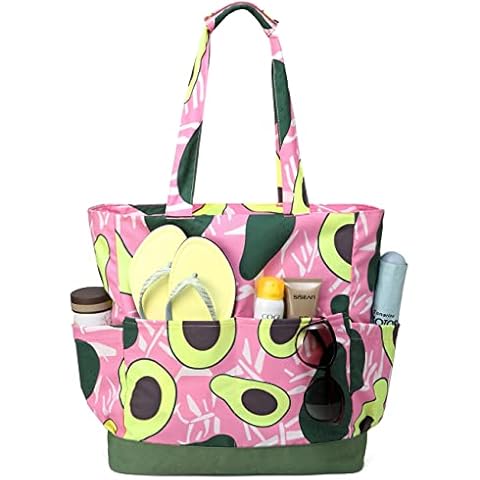 VASCHY Bolsa Playa Lona Patrón Vivido con 9 Bolsillos Cover
