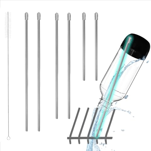 Spülmaschineneinsatz Flaschen für Sodastream Flaschenhalter -Edelstahl Flaschenhalter für Sodastream Zubehör, mit 6 Silikonkappe, für SodaStream Crystal, Duo Halterung usw, (6 STK, 26,5/24 /15 cm)