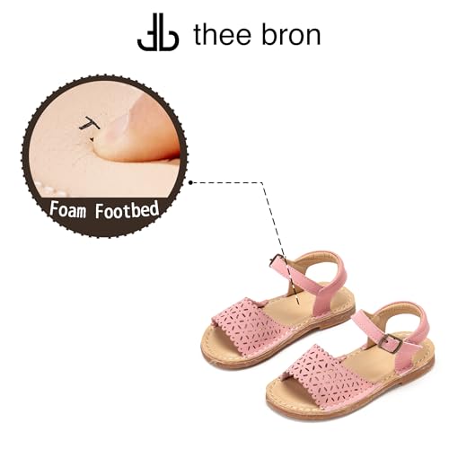Image of THEE BRON Toddler Girls Vintage Open Toe Sandals Cushioned Comfy Summer Dress Shoes