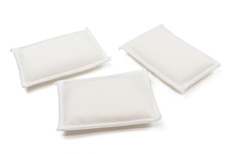 Esponja de Esfregação para Limpeza Interna Autofiber Scrub Ninja Max Branca, Kit com 3 peças