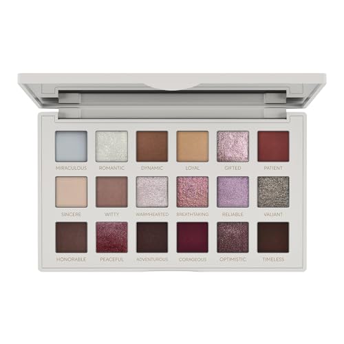 Mirabella True to You Metallic Eye Makeup Palette - 18 Colors of Talc Free Eyeshadow Primer Included & Highly Pigmented Eyeshadow Palette Kit w/Matte & Shimmer Shades - Buff