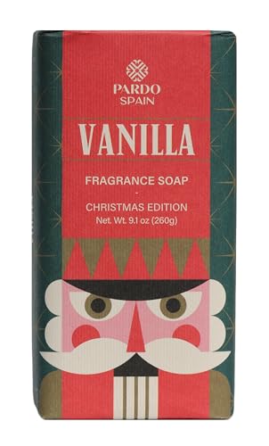 PARDO NAVIDAD - CHRISTMAS VANILLA CASCANUECES 260g. pastilla de jabon de manos con fragancia dulce y reconfortante, inspirada en la vainilla clásica.