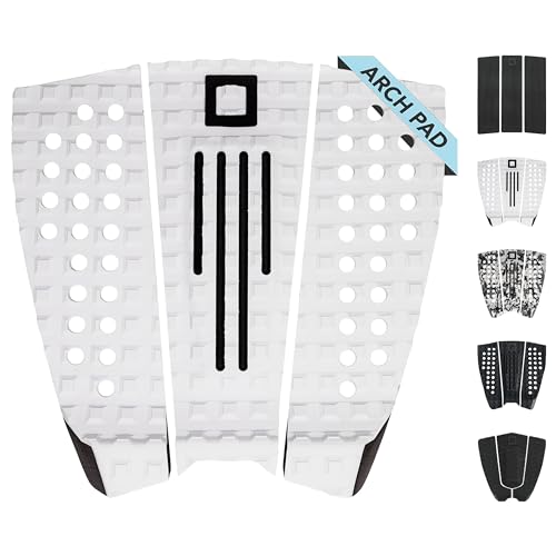 Surf Squared 3-Piece Surfboard Traction Pad Arch Flat & Front Options for Max Grip Strong 3M Adhesive Fits Shortboards Fish Longboards SUPs & Skimboards Stomp or Deck Pad