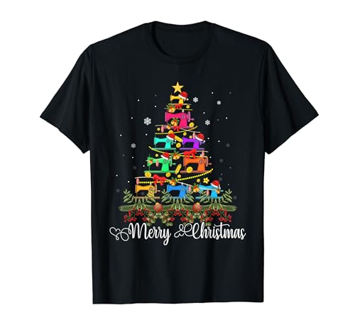 Merry Christmas Sewing Machine Christmas Tree T-Shirt