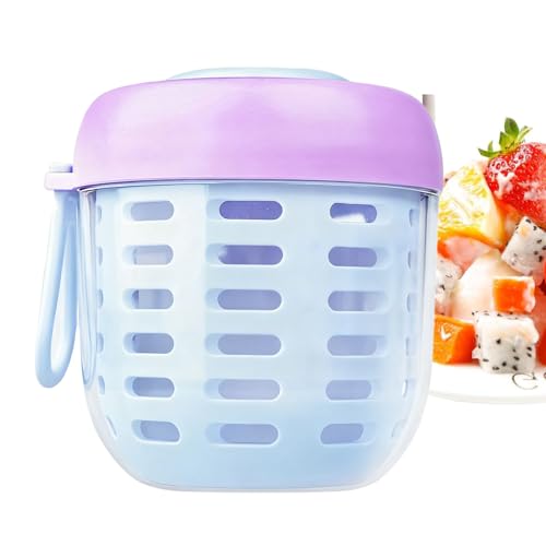 Genérico Taza De Almacenamiento De Ensalada De Frutas | 500ml Recipientes Herméticos Con Asa | Contenedor Agitador De Ensalada Para Almuerzo Con Tapa Y Tenedor | Para Desayuno Almuerzo Comida Y Bayas