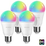 TECKIN LED Smart Bulb Alexa Light Bulbs, RGB Dimmable Multicolor Bulbs E27 A19 60W Equivalent, Compatible with Alexa, Google Home and IFTTT, Cold and Warm Light 2800K-6000K, Wifi Control Bulb (4 Packs