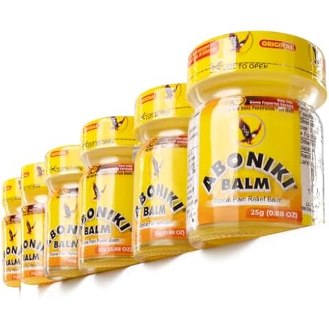 Aboniki Balm (6 Jars) - Powerful and Fast-Acting Pain Relief for Muscles. (6 Plastic Jars, Original Strength) Cover