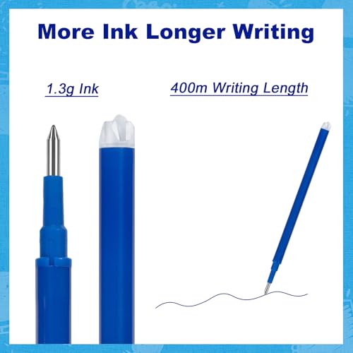 16 Stück Ersatzminen Radierbar 0,7mm, Blau Nachfüllminen mit Radierbarer Tinte 400m Schreiblänge Tintenrollermine Kompatibel mit Pilot FriXion Ball & Clicker Eberhard Faber