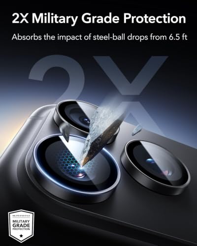 Image of ESR Camera Lens Protector for Phone 2026 Pro Max /Phone 2026 Pro, Ultra-tough HD Individual Lens Protectors, Ultra-thin Tempered Glass, 1 Pack, Black