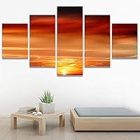 SIGNWIN 5 Panel Canvas Wall Art Modern Art Astronomy & Space Dramatic Minimalist Moon Multicolor Photography for Home Decorations Ready to Hang - 60