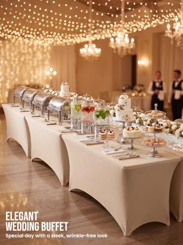Image of Utopia Kitchen 6Ft 10 Pack, Champagne Tablecloth for Rectangle Tables - Fitted Table Cloth Washable & Wrinkle Resistant Bulk Event Hospitality Wedding Banquet Corporate Functions Use