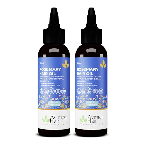 Image of Avimee Herbal Rosemary Oil for Hair (Pack of 2)| For Hair Growth, Hair Fall Control and Dandruff | 100% Pure & Natural | Mineral Oil Free | 100mL