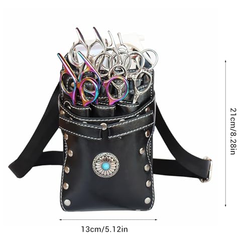 ZASCHMOY Friseur Hüfttasche, Retro Friseur Scherentasche, Scheren Holster, Haustier Groomer Scheren Tasche für Salon (Schwarz)