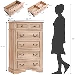 Dresser pour chambre avec 6 Des tiroirs, 48" Dressing naturel haut pour l'entreposage et l'organisation, Coffret de tiroirs de ferme pour le salon, placard, Hallway (naturel, 6 Tiroirs)