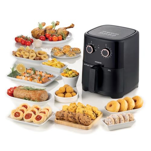 Image of KENWOOD Airfryer + Grill XL 4.5L 1300W Air Fryer with Grill Function, Recipe Book, Rapid Hot Air Circulation for Frying, Grilling, Broiling, Roasting, Baking and Toasting HFP40.000BK Black
