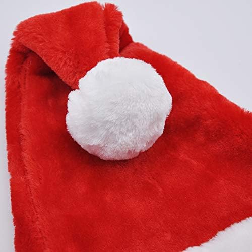 JOYIN 6 Pcs Deluxe Santa Hats with Red Velvet & Plush Trim, Christmas Hats Bulk, Christmas Holiday Favors and Party Supplies for Kids and Adults