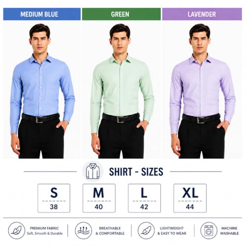 Image of Men's Solid Formal Shirt | Premium Cotton Rich Full Sleeves Shirt | Comfort Fit Office Wear Shirt with Single Chest Pocket | Stylish Casual & Formal Shirt for Men