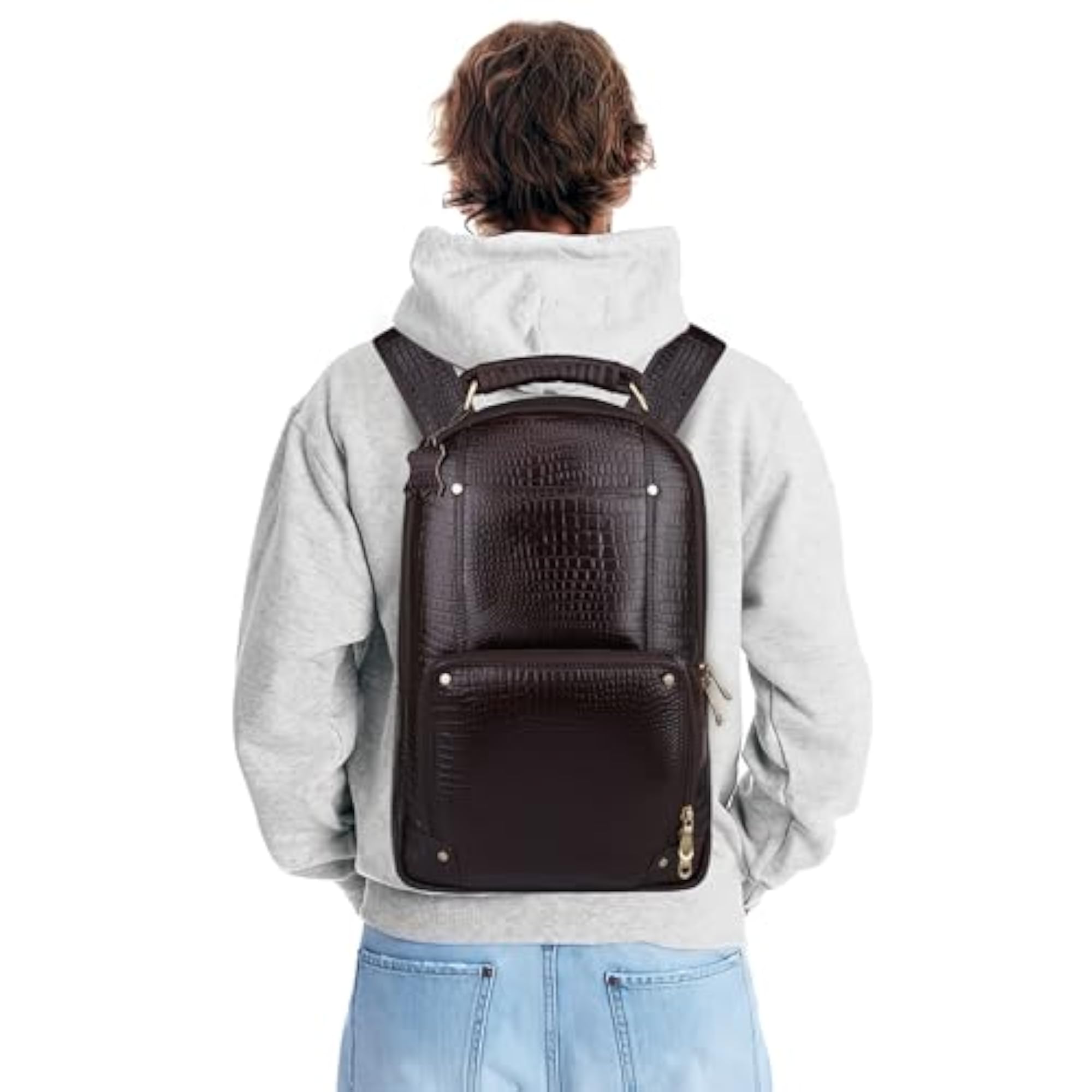Genuine Leather Backpack Laptop Bag for Professional Use