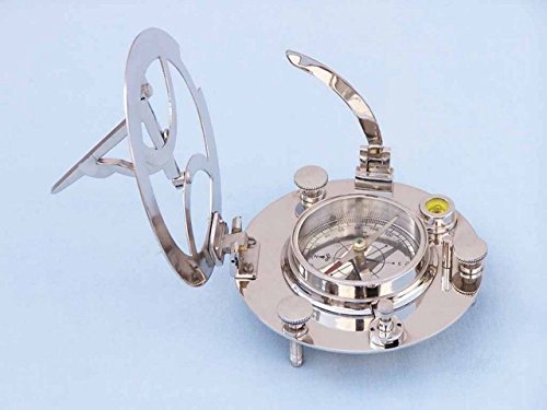 Brújula Náutica Redonda con Reloj Solar Hampton Chrome 6" miniatura 6