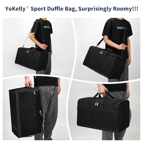 Image of Gym Bag 20 inch Sport Duffle Bag for Men, Black | 40L, Weekender, Travel