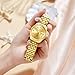 OLEVS Womens Gold Watch Golden Face Diamond Dress Watch for Women Small Wrist 14K Gold Plated Analog Quartz Ladies Wristwatch Stainless Steel Band Waterproof Female Wristwatch Coin Edge Bezel