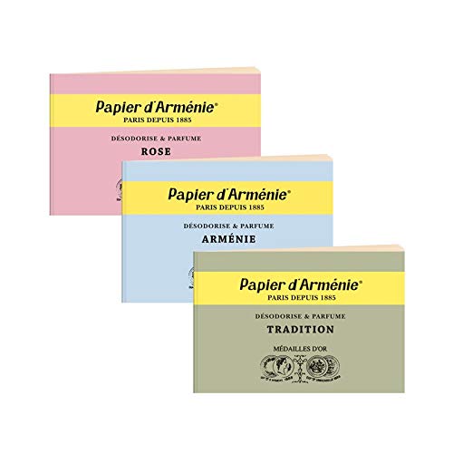 Papier dArmnie Armenian Paper Incense 3-Pack Tradition Armenia and Rose Scented Burning Papers for Home Fragrance 108 Strips Luxury French Incense Paper Made in France Since 1885