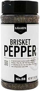 Lillie’s Q - Brisket Pepper BBQ Rub, Cracked Pepper BBQ Rub, Traditional Texas-Style Brisket Barbeque Rub, Large Pepper Grind Size, Perfect Barbeque Seasoning for Brisket, Beef, & Lamb (7.7 oz)