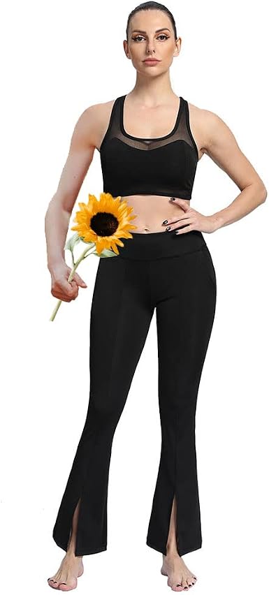 Amazon.com: Pantalones de yoga con corte de bota para mujer, con bolsillos,  cintura alta, pantalones de entrenamiento, pantalones acampanados, control  de abdomen, leggings casuales : Ropa, Zapatos y Joyería