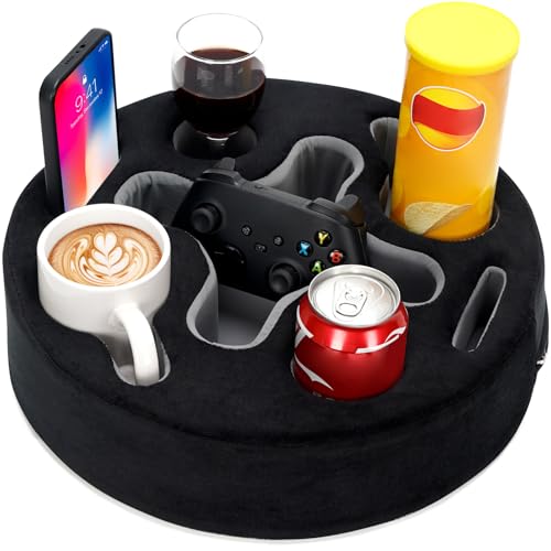 INNO STAGE Couch Cup Holder-Sofa Cup Holder Pillow | Couch Caddy Buddy | Drinks Cupholder Tray Organizer for Bed Rv Tv Car Man Cave Boat Remote Snacks| Present for Couch Potato(Black)