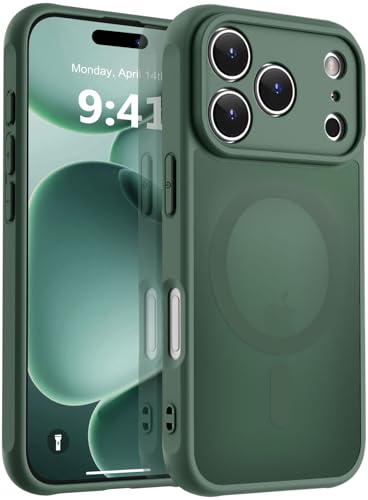 Image of MOCCA Strong Magnetic Compatible with iPhone 17 Pro Max Case [Compatible with Magsafe] [Full Camera Protection] Slim Translucent Matte Shockproof Phone Case Cover,Midnight Green