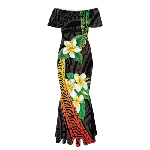 Image of Polynesian Dresses for Women Off Shoulder Maxi Dress Puletasi Samoan Dresses S-7XL