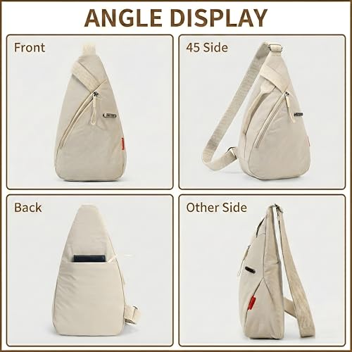 Image of Nylon Sling Bag for Men & Women | Lightweight Crossbody Chest Bag Handbag | Anti-Theft Back Pocket | Compact Everyday Carry Travel Shoulder Organizer | Casual | Water-Resistant | Secure Storage