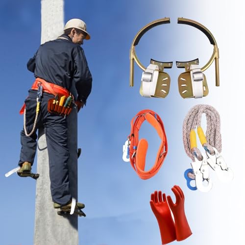 livre QHZYMX Boucle de Pied pour électricien Boucle Pied D'électricien avec Gants Isolants Et Corde Sécurité, Repose-Pieds Antidérapant pour Système d'alimentation Électrique(26-55cm/10.2-21.7in)